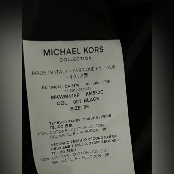 $2K Michael Kors Collection COTTON POPLIN PUFF-SLEEVE EYELET DRESS IN BLACK 6 - Picture 11 of 12